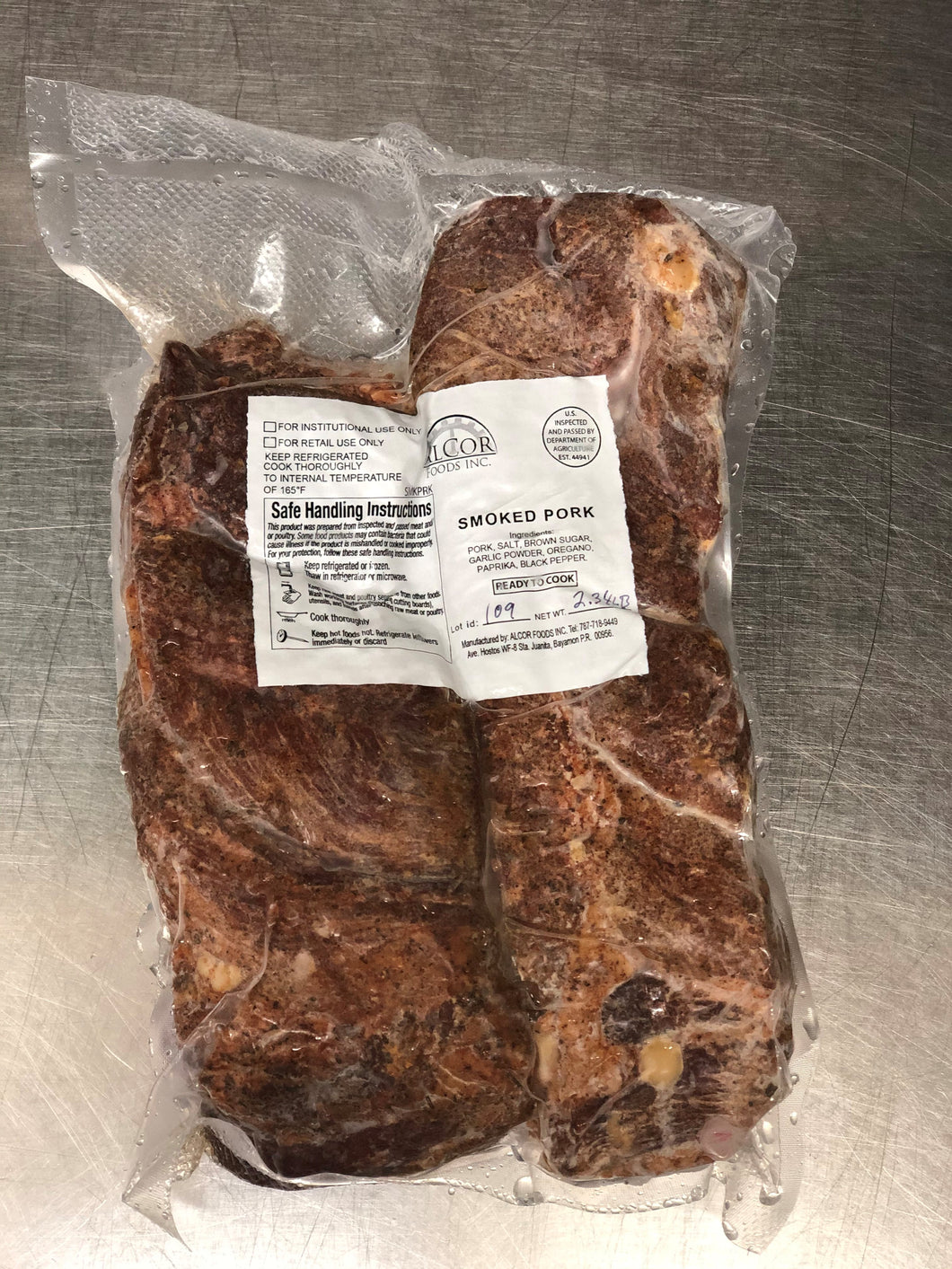 Carne Ahumada de Cerdo / Smoked Pork Meat by Alcor Foods - package contains 2 pounds aprox